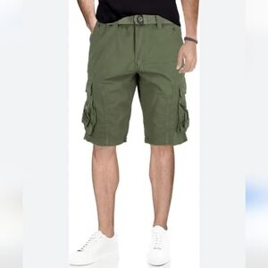 XRay Cargo Shorts Mens 38 Sage OD Military Green Belted New (39x11.5)